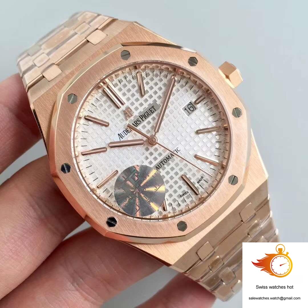 Audemars Piguet Royal Oak 15450 Rose Gold JF Factory V5 Silver Dial 2 Audemars Piguet Royal Oak 15450 Rose Gold JF Factory V5 Silver Dial 2