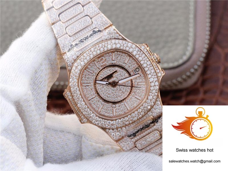 Patek Philippe Nautilus Jumbo 7021/1R-001 Full Paved Diamonds Dial 2 Patek Philippe Nautilus Jumbo 7021/1R-001 Full Paved Diamonds Dial 2