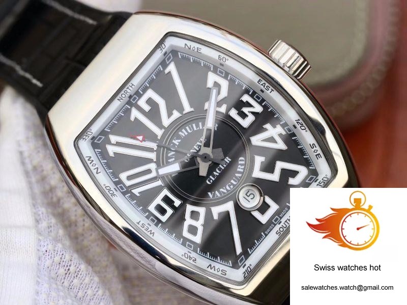 Franck Muller Vanguard V45-04 Black Leather Strap Black Dial 2 Franck Muller Vanguard V45-04 Black Leather Strap Black Dial 2