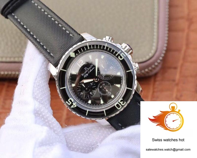 Blancpain Fifty Fathoms Chronographe Flyback 5085F-1130-52A OM Factory Black Nylon Strap Black Dial 2 Blancpain Fifty Fathoms Chronographe Flyback 5085F-1130-52A OM Factory Black Nylon Strap Black Dial 2