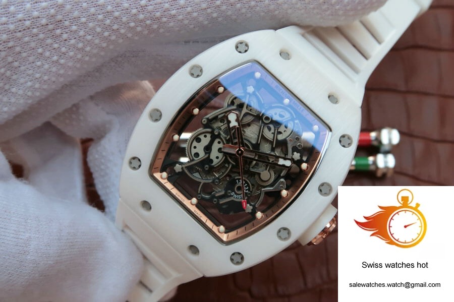 Richard Mille RM055 KV Factory White Ceramic Rubber Strap 3 Richard Mille RM055 KV Factory White Ceramic Rubber Strap 3