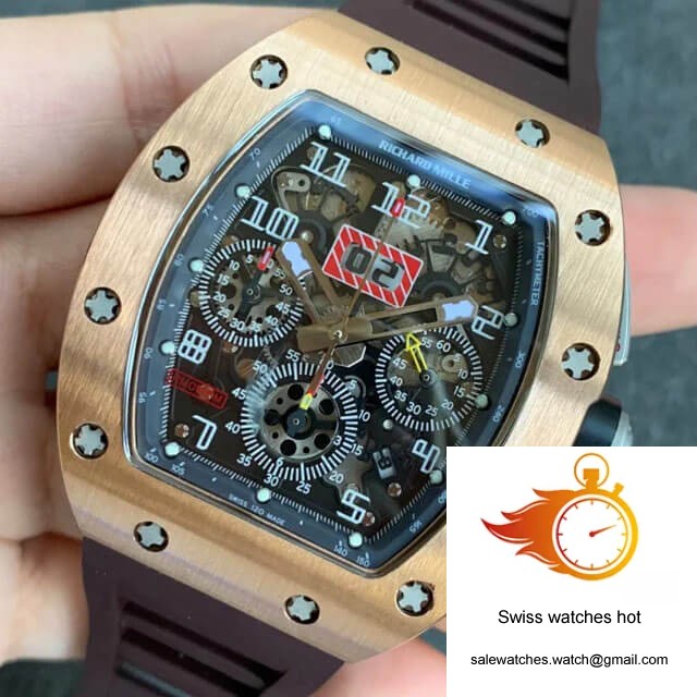 Richard Mille RM011 KV Factory Rose Gold Brown Rubber Strap 3 Richard Mille RM011 KV Factory Rose Gold Brown Rubber Strap 3