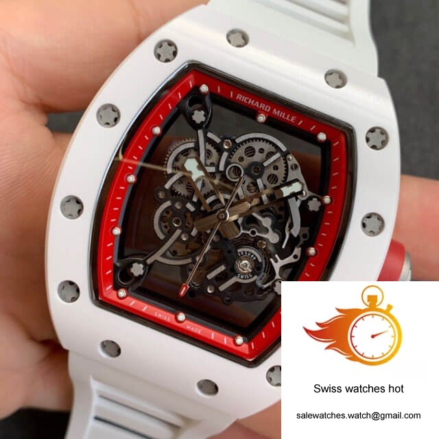 Richard Mille RM055 KV Factory V2 White Ceramic Case Rubber Strap 3 Richard Mille RM055 KV Factory V2 White Ceramic Case Rubber Strap 3