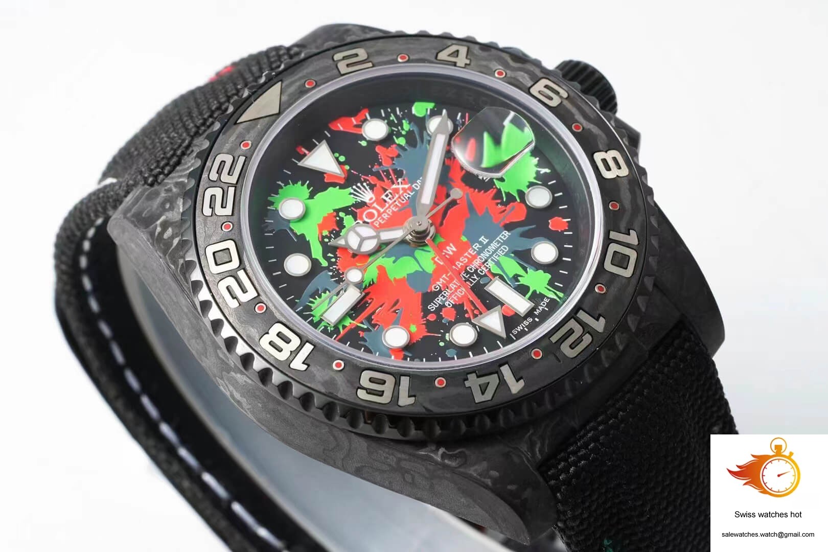 Rolex GMT-MASTER II Diw Carbon Fiber Color Dial Black Fabric Strap 3 Rolex GMT-MASTER II Diw Carbon Fiber Color Dial Black Fabric Strap 3