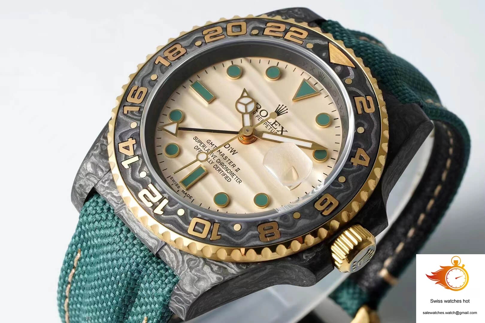 Rolex GMT-MASTER II Diw Carbon Fiber Case Green Fabric Strap 3 Rolex GMT-MASTER II Diw Carbon Fiber Case Green Fabric Strap 3