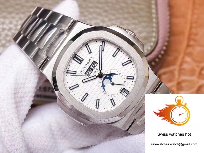 PF Factory Patek Philippe Nautilus 5726/1A-010 Moonphase Silver White Dial 3 PF Factory Patek Philippe Nautilus 5726/1A-010 Moonphase Silver White Dial 3