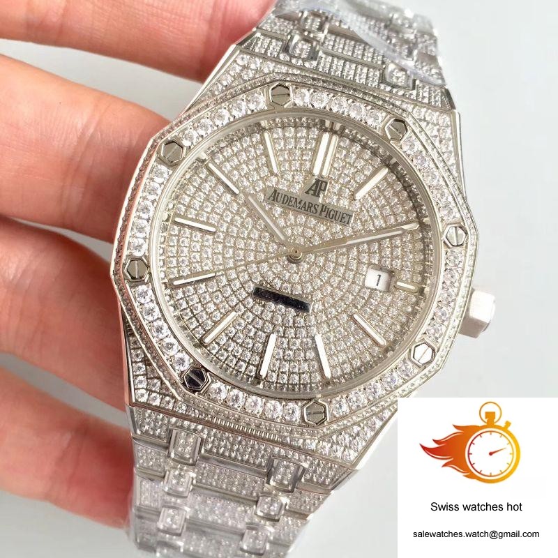 Audemars Piguet Royal Oak 15400.OR Full Diamond White Dial 3 Audemars Piguet Royal Oak 15400.OR Full Diamond White Dial 3