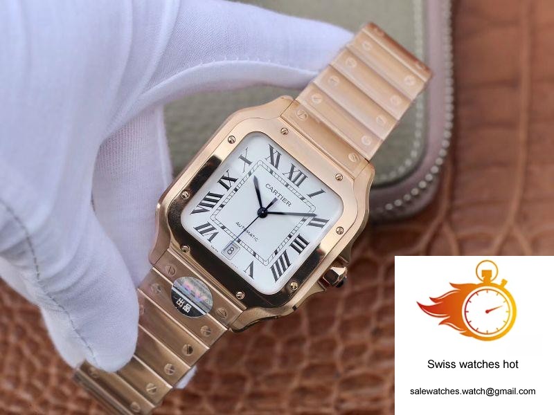 Cartier De Santos 40mm BV Factory 18K Rose Gold Case White Dial 3 Cartier De Santos 40mm BV Factory 18K Rose Gold Case White Dial 3
