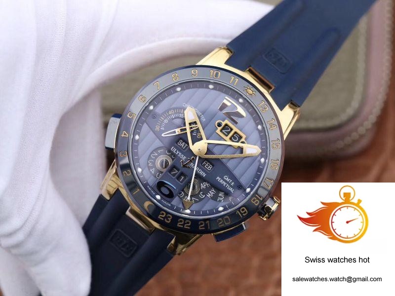 Ulysse Nardin El Toro 322-00-3/BQ All Working GMT Calendar 18K Yellow Gold Blue Dial 3 Ulysse Nardin El Toro 322-00-3/BQ All Working GMT Calendar 18K Yellow Gold Blue Dial 3