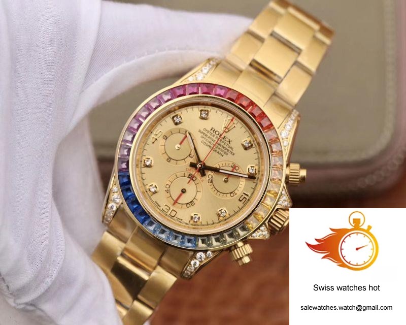 Rolex Daytona Cosmograph Rainbow 116598RBOW BL Factory Gold Dial 3 Rolex Daytona Cosmograph Rainbow 116598RBOW BL Factory Gold Dial 3