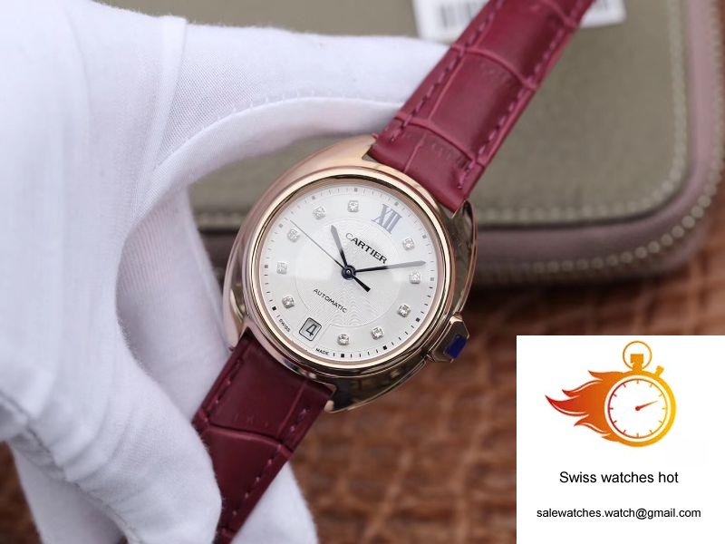 Cle De Cartier Automatic 35mm WJCL0032 18K Rose Gold Silver-gray Dial 3 Cle De Cartier Automatic 35mm WJCL0032 18K Rose Gold Silver-gray Dial 3