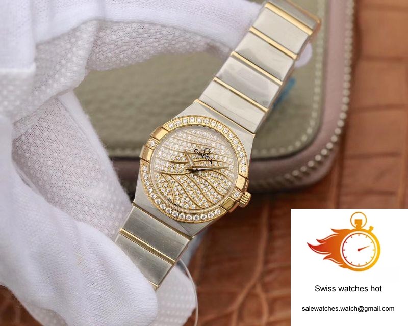 Omega Constellation Ladies 27MM TW Factory Yellow Gold Textured Diamond Dial 3 Omega Constellation Ladies 27MM TW Factory Yellow Gold Textured Diamond Dial 3