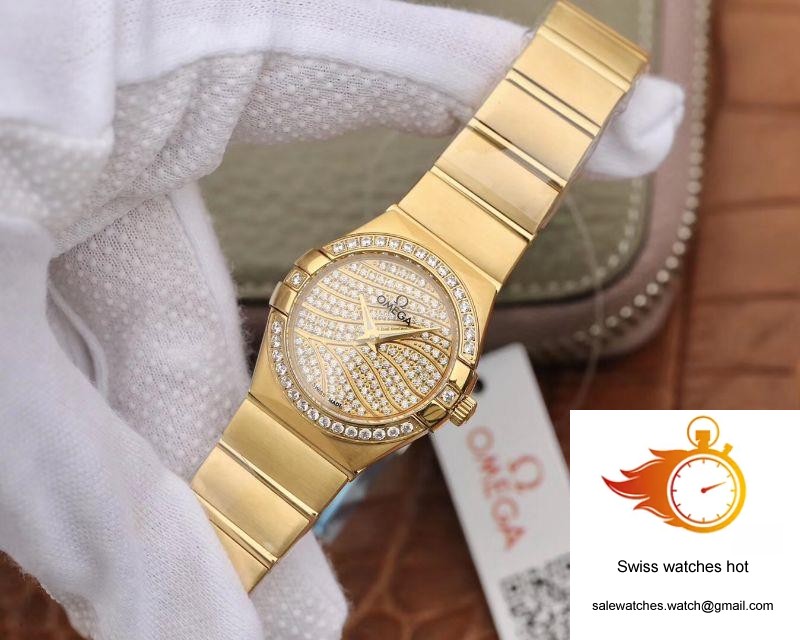 Omega Constellation Ladies 27MM TW Factory 18K Yellow Gold Textured Diamond Dial 3 Omega Constellation Ladies 27MM TW Factory 18K Yellow Gold Textured Diamond Dial 3