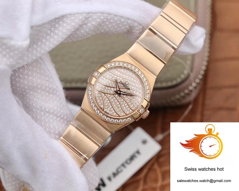 Omega Constellation Ladies 27mm TW Factory 18K Rose Gold Textured Diamond Dial 3 Omega Constellation Ladies 27mm TW Factory 18K Rose Gold Textured Diamond Dial 3