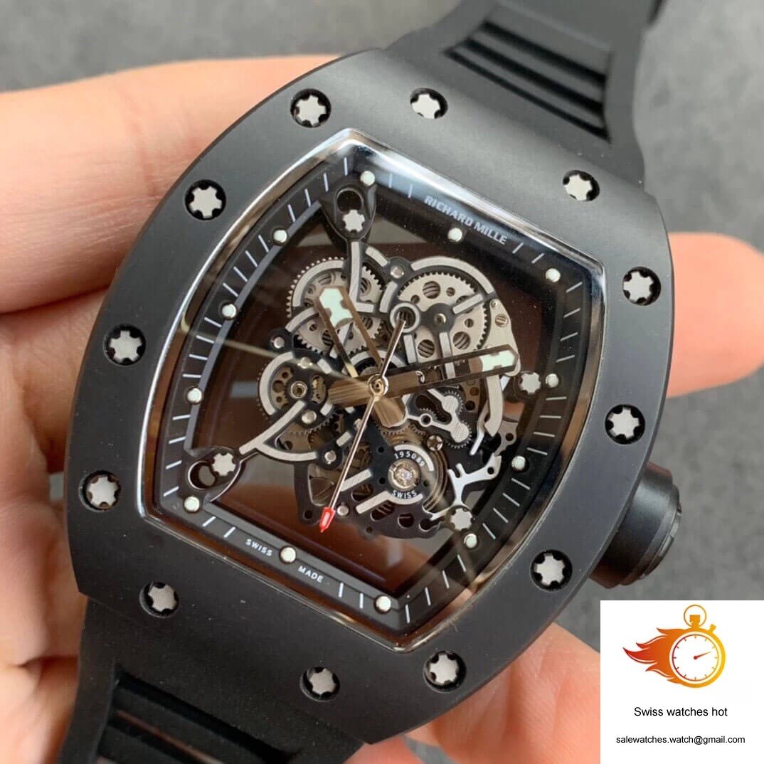 Richard Mille RM055 KV Factory V2 Black Ceramic Rubber Strap 3 Richard Mille RM055 KV Factory V2 Black Ceramic Rubber Strap 3