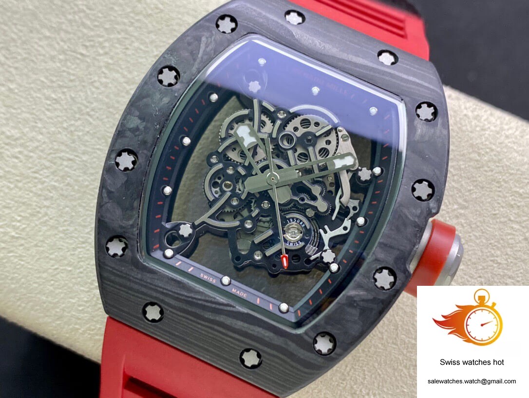 Richard Mille RM055 KV Factory V2 Carbon Fiber Red Strap 3 Richard Mille RM055 KV Factory V2 Carbon Fiber Red Strap 3