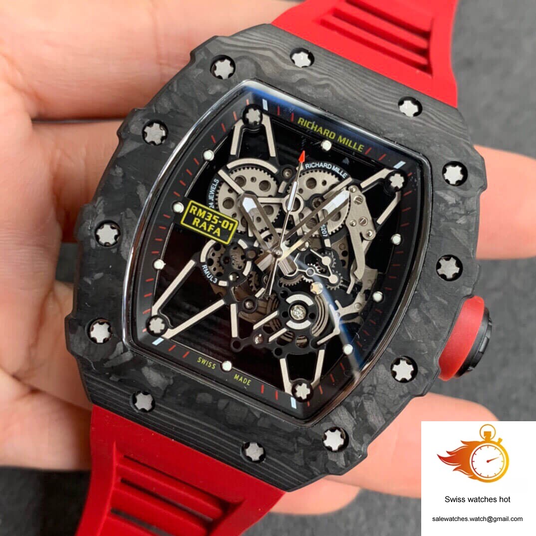 Richard Mille RM35-01 KV Factory Carbon Fiber Red Strap 3 Richard Mille RM35-01 KV Factory Carbon Fiber Red Strap 3