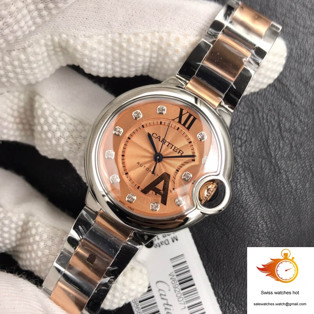 Ballon Bleu De Cartier Ladies 33MM V6 Factory Gold strap 3 Ballon Bleu De Cartier Ladies 33MM V6 Factory Gold strap 3