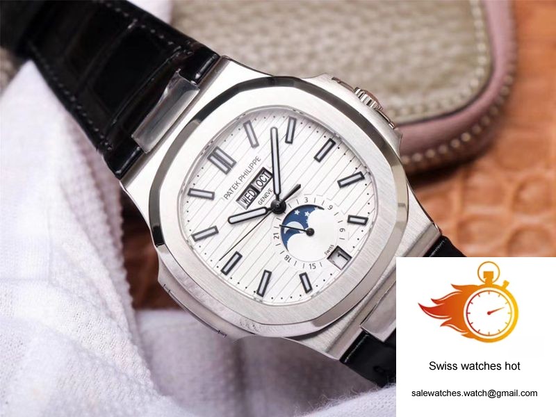PF Factory Patek Philippe Nautilus 5726/1A-010 Moonphase Black Leather Strap 3 PF Factory Patek Philippe Nautilus 5726/1A-010 Moonphase Black Leather Strap 3