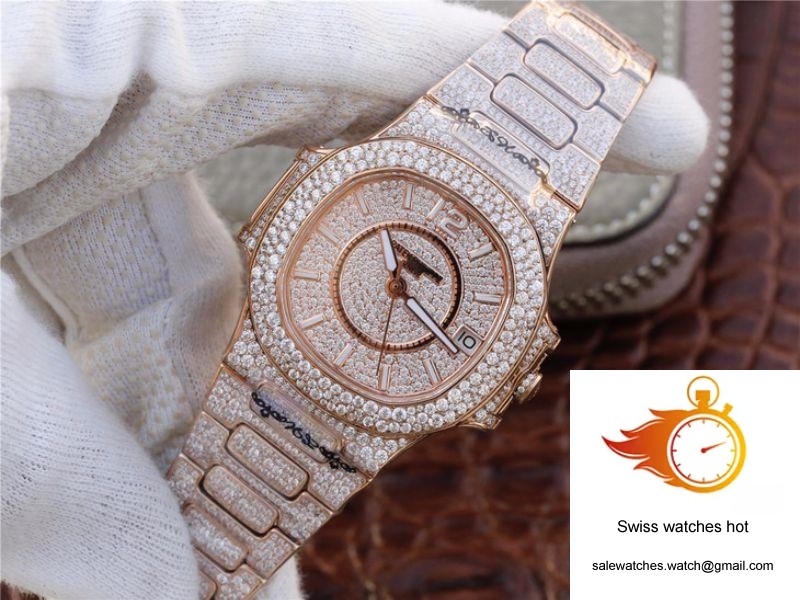 Patek Philippe Nautilus Jumbo 7021/1R-001 Full Paved Diamonds Dial 3 Patek Philippe Nautilus Jumbo 7021/1R-001 Full Paved Diamonds Dial 3