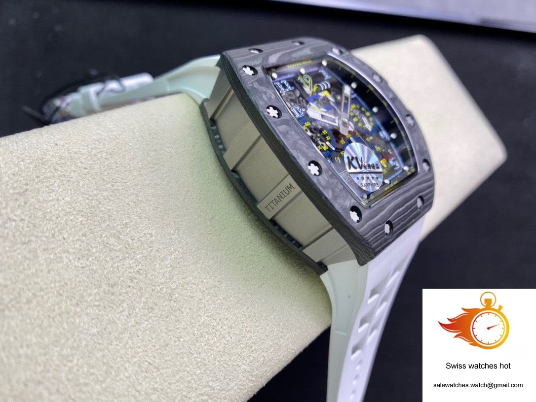 Richard Mille RM011 KV Factory Carbon Fiber White Rubber Strap 4 Richard Mille RM011 KV Factory Carbon Fiber White Rubber Strap 4