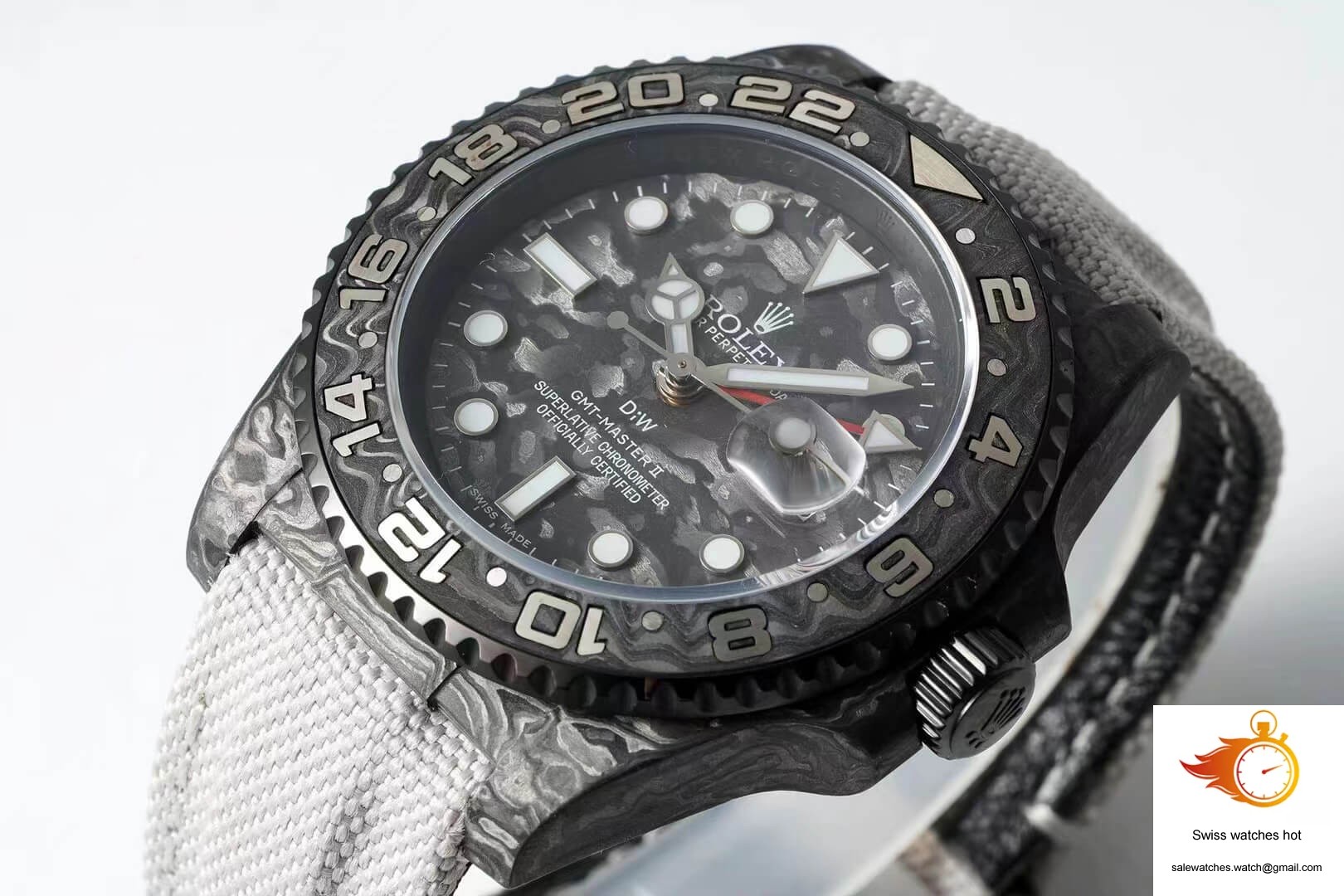 Rolex GMT-MASTER II Diw Carbon Fiber Dial Fabric Strap 4 Rolex GMT-MASTER II Diw Carbon Fiber Dial Fabric Strap 4