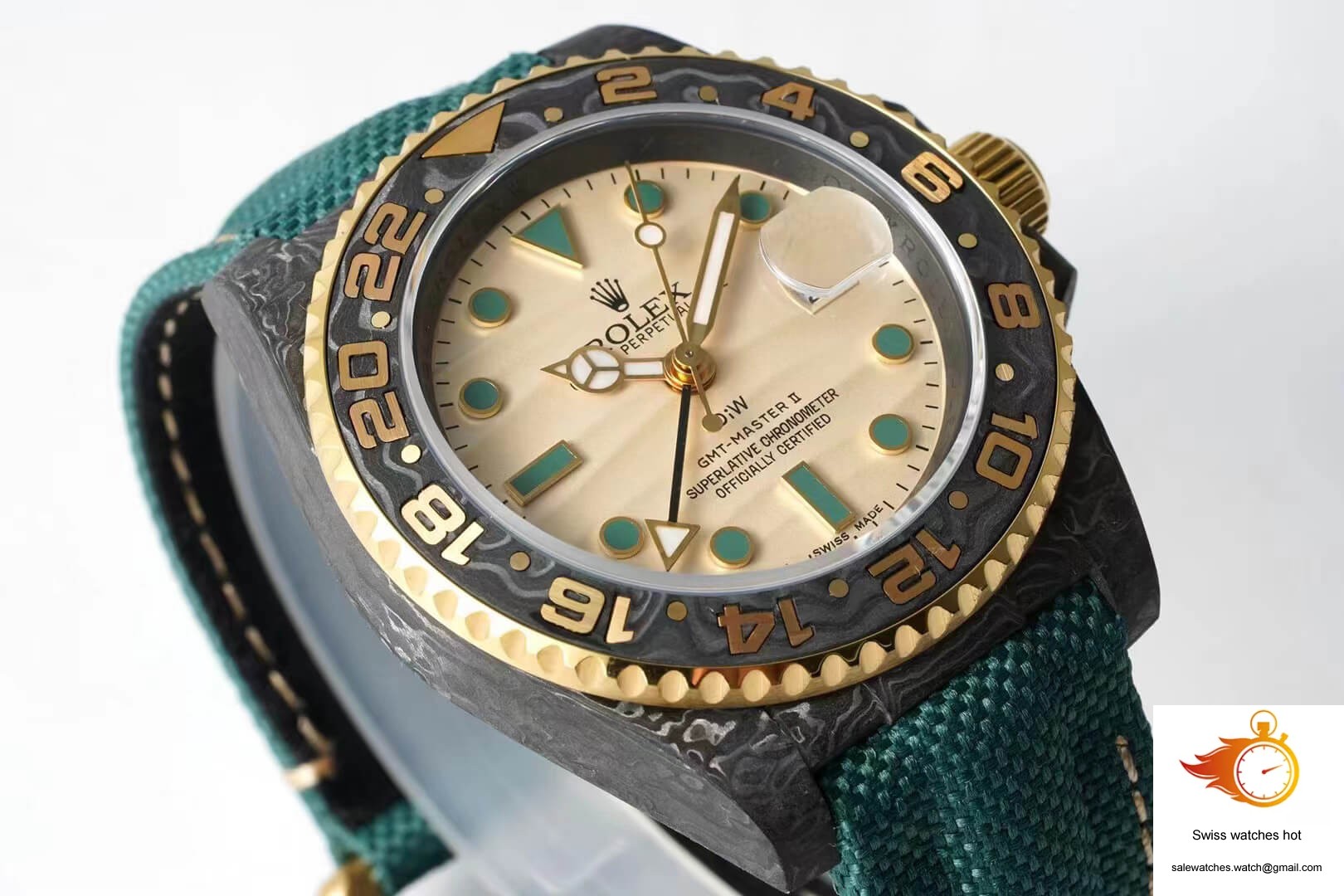 Rolex GMT-MASTER II Diw Carbon Fiber Case Green Fabric Strap 4 Rolex GMT-MASTER II Diw Carbon Fiber Case Green Fabric Strap 4