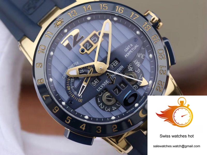 Ulysse Nardin El Toro 322-00-3/BQ All Working GMT Calendar 18K Yellow Gold Blue Dial 4 Ulysse Nardin El Toro 322-00-3/BQ All Working GMT Calendar 18K Yellow Gold Blue Dial 4