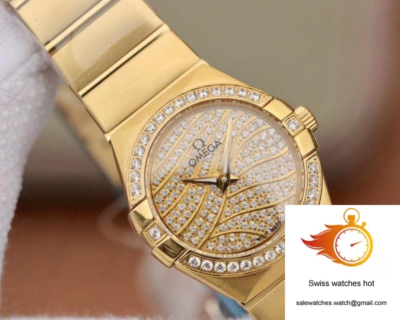 Omega Constellation Ladies 27MM TW Factory 18K Yellow Gold Textured Diamond Dial 4 Omega Constellation Ladies 27MM TW Factory 18K Yellow Gold Textured Diamond Dial 4