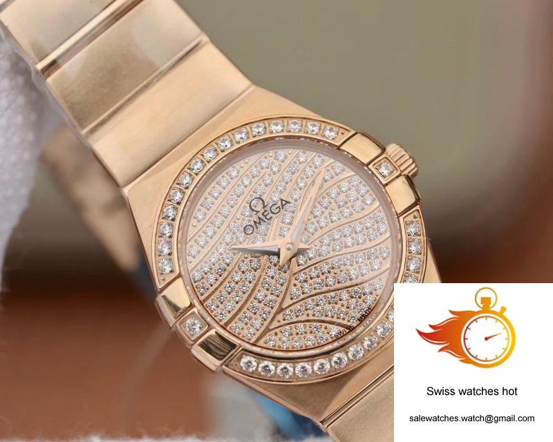 Omega Constellation Ladies 27mm TW Factory 18K Rose Gold Textured Diamond Dial 4 Omega Constellation Ladies 27mm TW Factory 18K Rose Gold Textured Diamond Dial 4