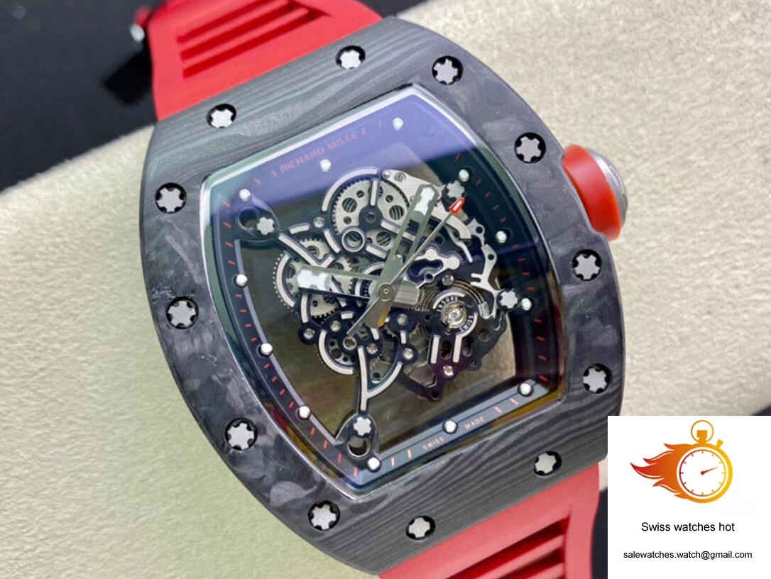 Richard Mille RM055 KV Factory V2 Carbon Fiber Red Strap 4 Richard Mille RM055 KV Factory V2 Carbon Fiber Red Strap 4
