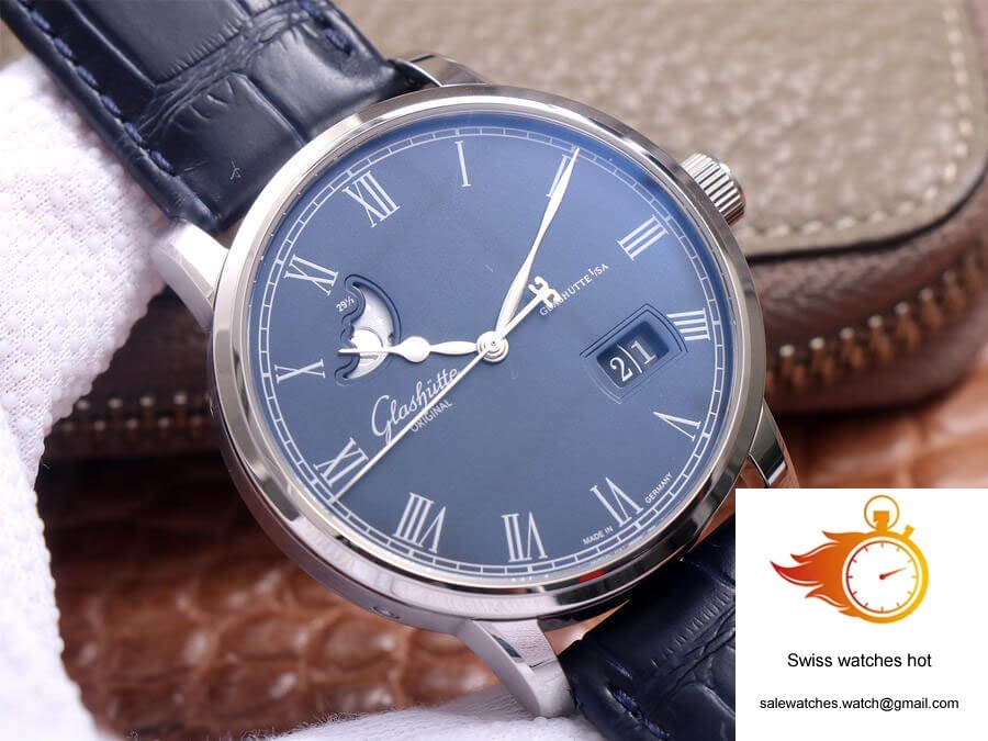 Glashutte Senator Moon Phase 1-36-04 V9 Factory Blue Leather Strap 4 Glashutte Senator Moon Phase 1-36-04 V9 Factory Blue Leather Strap 4