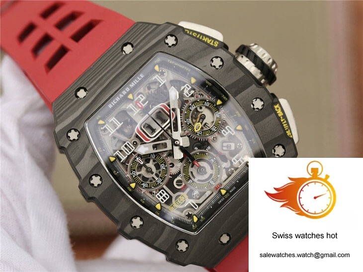 Richard Mille RM11-03 KV Factory Carbon Fiber Red Strap 4 Richard Mille RM11-03 KV Factory Carbon Fiber Red Strap 4
