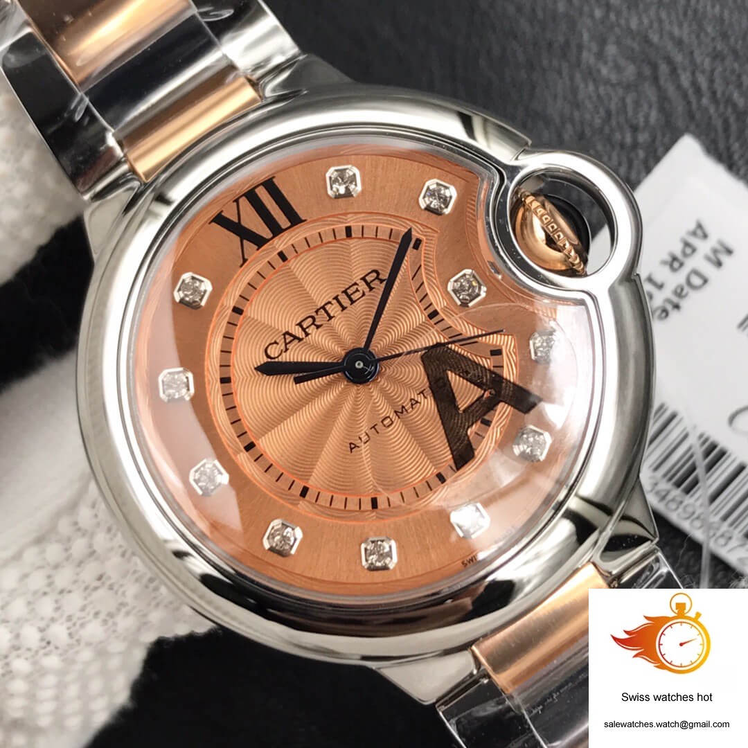 Ballon Bleu De Cartier Ladies 33MM V6 Factory Gold strap 4 Ballon Bleu De Cartier Ladies 33MM V6 Factory Gold strap 4