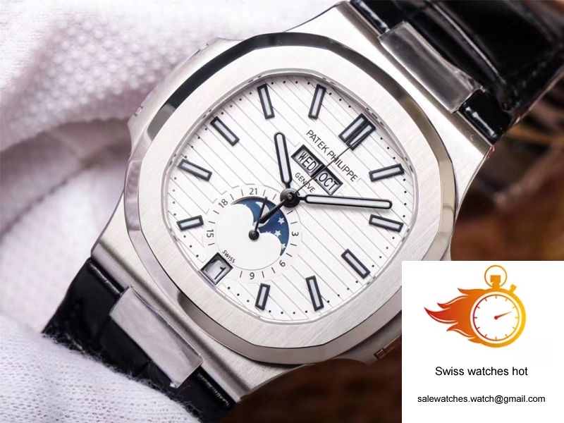 PF Factory Patek Philippe Nautilus 5726/1A-010 Moonphase Black Leather Strap 4 PF Factory Patek Philippe Nautilus 5726/1A-010 Moonphase Black Leather Strap 4