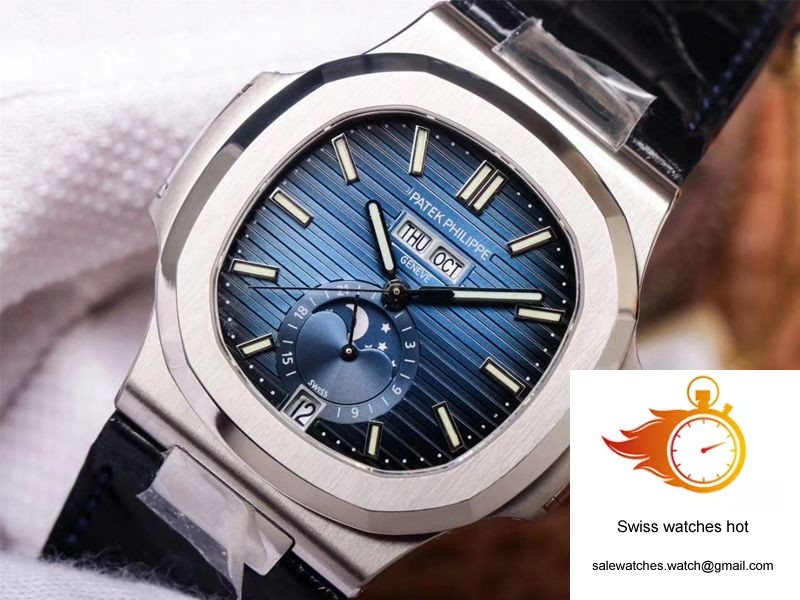 PF Factory Patek Philippe Nautilus 5726/1A-014 Moonphase Black Leather Strap 4 PF Factory Patek Philippe Nautilus 5726/1A-014 Moonphase Black Leather Strap 4