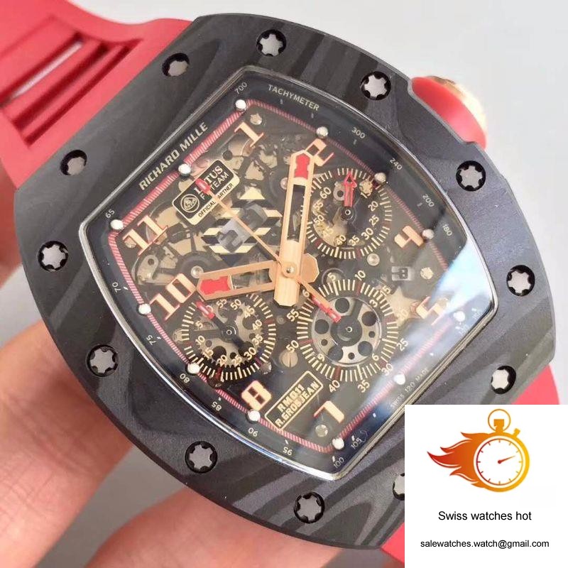 KV Factory Richard Mille RM011 Lotus F1 Team Romain Grosjean Forged Carbon Black Skeleton Dial 4 KV Factory Richard Mille RM011 Lotus F1 Team Romain Grosjean Forged Carbon Black Skeleton Dial 4