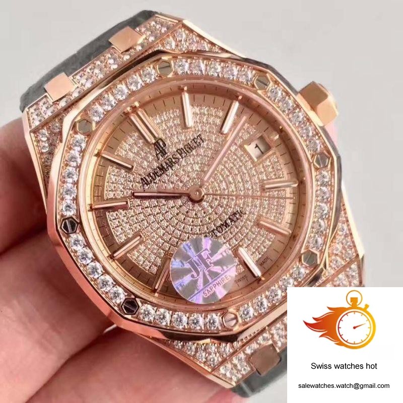Audemars Piguet Royal Oak 15450 JF Factory Rose Gold Diamond Dial 4 Audemars Piguet Royal Oak 15450 JF Factory Rose Gold Diamond Dial 4