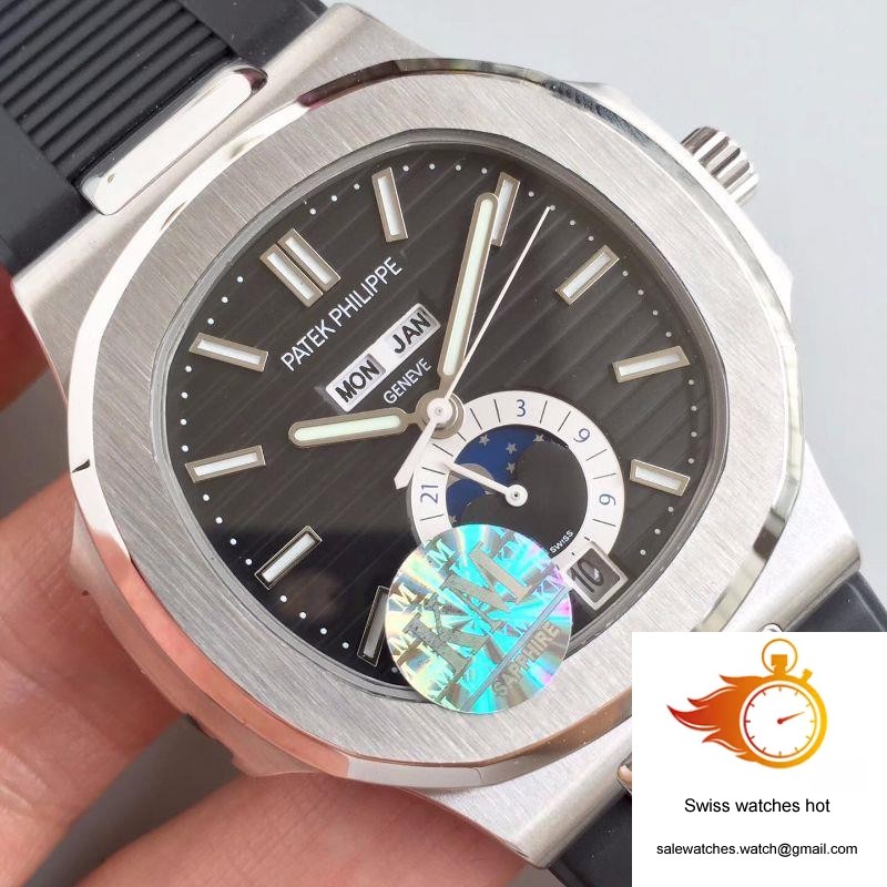 Patek Philippe Nautilus Annual Calendar Moonphase 5726A KM Factory V2 Black Dial 4 Patek Philippe Nautilus Annual Calendar Moonphase 5726A KM Factory V2 Black Dial 4