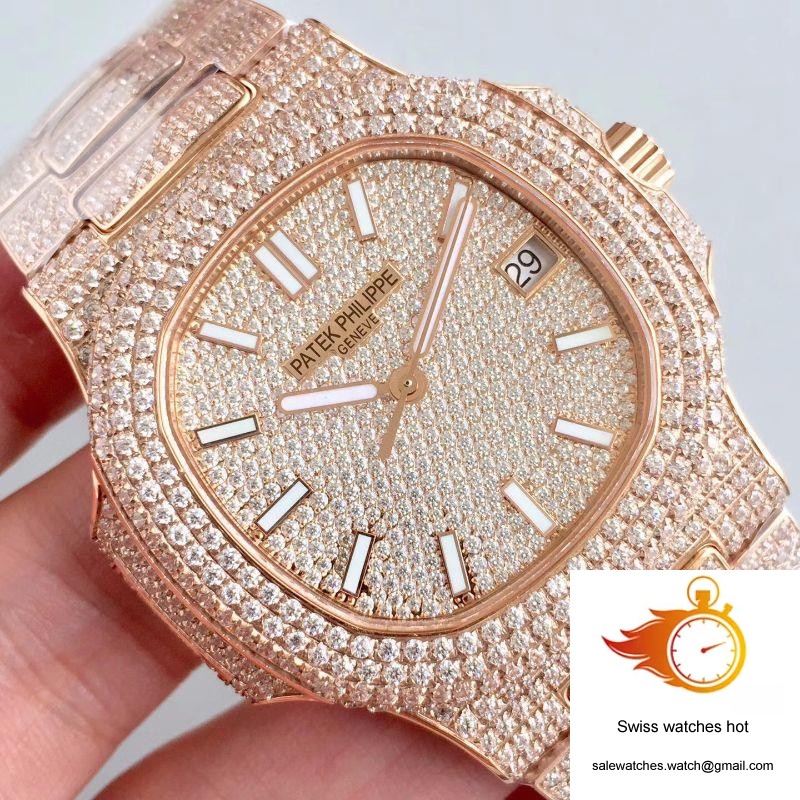 Patek Philippe Nautilus Jumbo 5719/10G-010 Rose Gold Full Diamond Dial 4 Patek Philippe Nautilus Jumbo 5719/10G-010 Rose Gold Full Diamond Dial 4