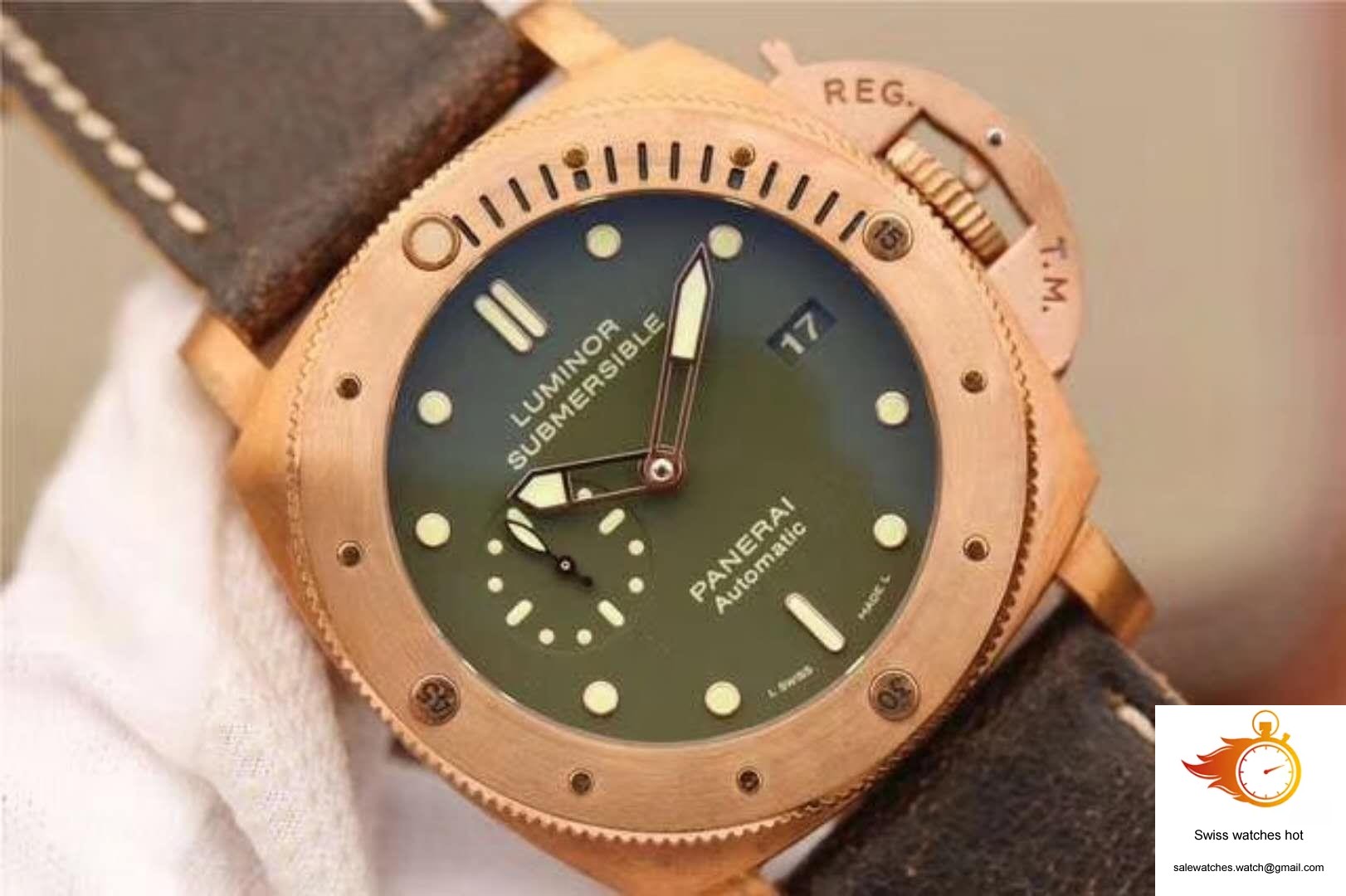 Panerai Luminor Submersible 1950 Bronzo PAM382 VS Factory V2 Green Dial 4 Panerai Luminor Submersible 1950 Bronzo PAM382 VS Factory V2 Green Dial 4