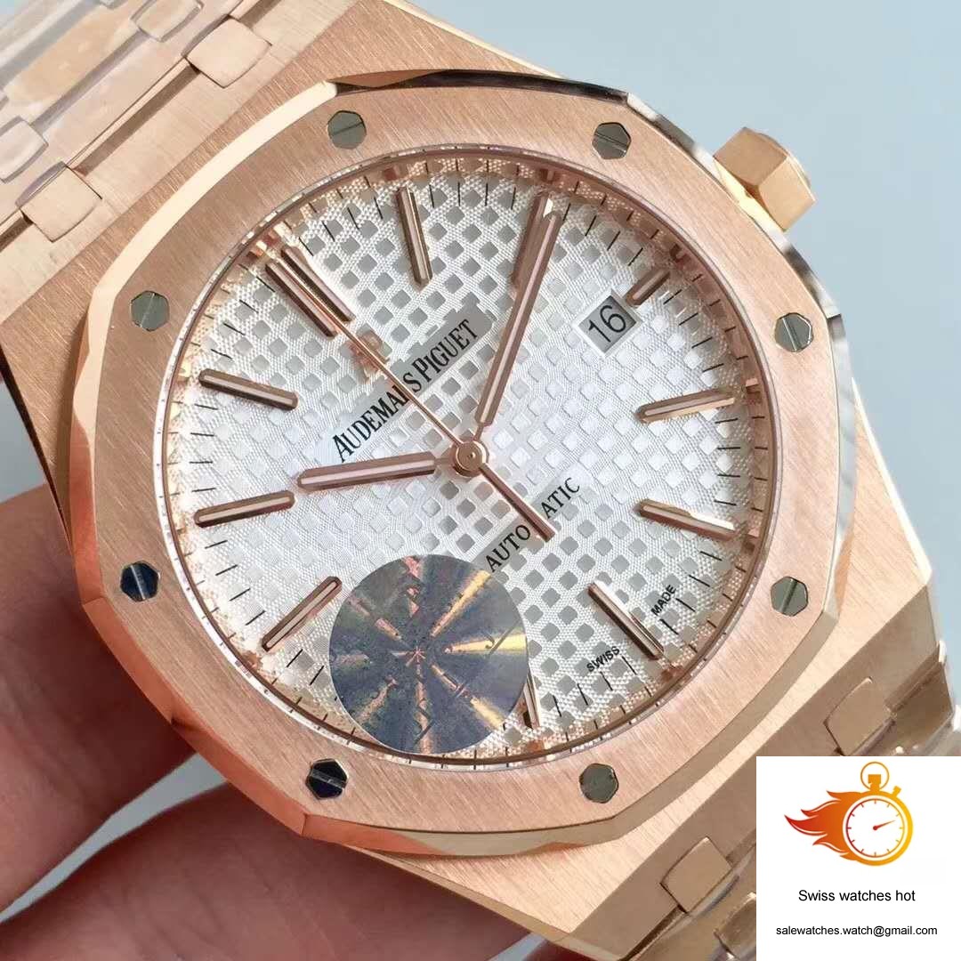 Audemars Piguet Royal Oak 15450 Rose Gold JF Factory V5 Silver Dial 4 Audemars Piguet Royal Oak 15450 Rose Gold JF Factory V5 Silver Dial 4