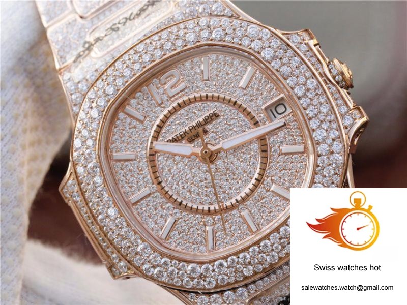 Patek Philippe Nautilus Jumbo 7021/1R-001 Full Paved Diamonds Dial 4 Patek Philippe Nautilus Jumbo 7021/1R-001 Full Paved Diamonds Dial 4