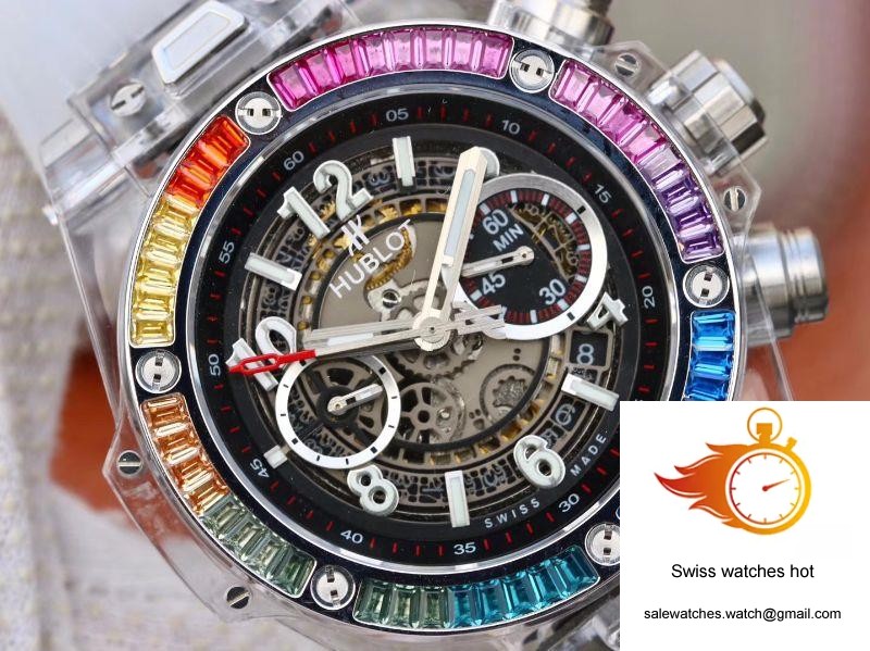 Hublot Big Bang Unico 411.JX.4802.RT Colorful Diamonds Bezel Skeleton Dial 4 Hublot Big Bang Unico 411.JX.4802.RT Colorful Diamonds Bezel Skeleton Dial 4