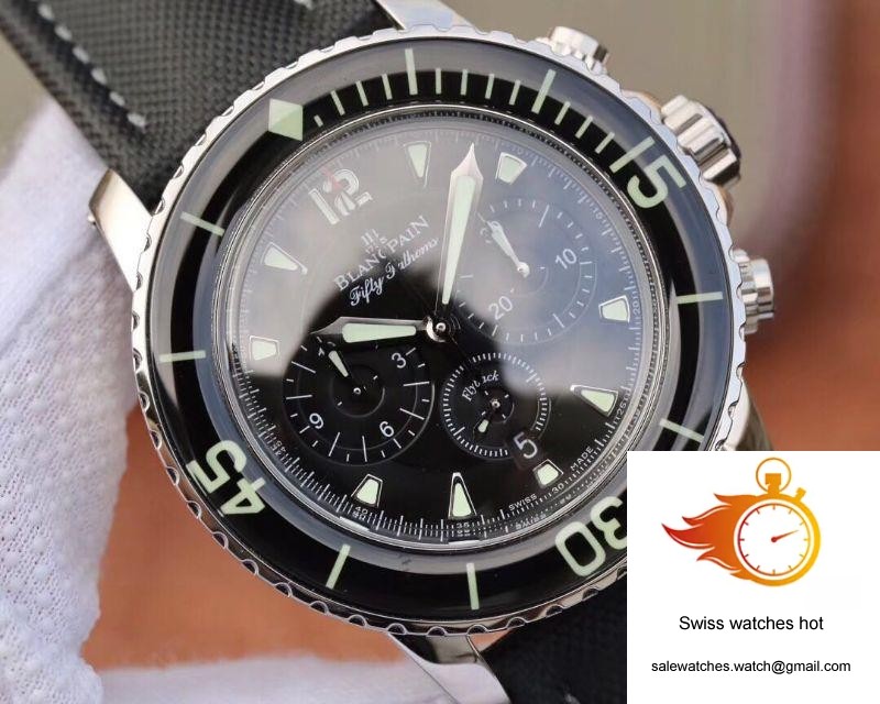 Blancpain Fifty Fathoms Chronographe Flyback 5085F-1130-52A OM Factory Black Nylon Strap Black Dial 4 Blancpain Fifty Fathoms Chronographe Flyback 5085F-1130-52A OM Factory Black Nylon Strap Black Dial 4