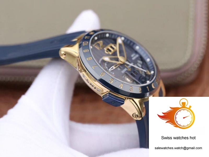 Ulysse Nardin El Toro 322-00-3/BQ All Working GMT Calendar 18K Yellow Gold Blue Dial 5 Ulysse Nardin El Toro 322-00-3/BQ All Working GMT Calendar 18K Yellow Gold Blue Dial 5