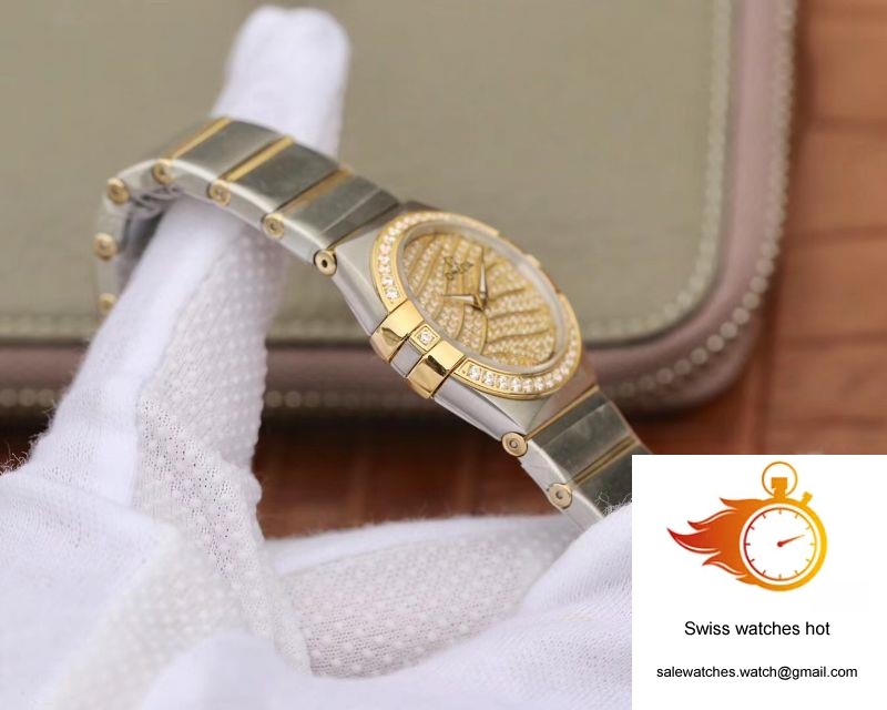 Omega Constellation Ladies 27MM TW Factory Yellow Gold Textured Diamond Dial 5 Omega Constellation Ladies 27MM TW Factory Yellow Gold Textured Diamond Dial 5