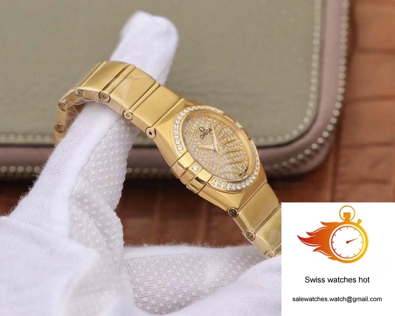 Omega Constellation Ladies 27MM TW Factory 18K Yellow Gold Textured Diamond Dial 5 Omega Constellation Ladies 27MM TW Factory 18K Yellow Gold Textured Diamond Dial 5