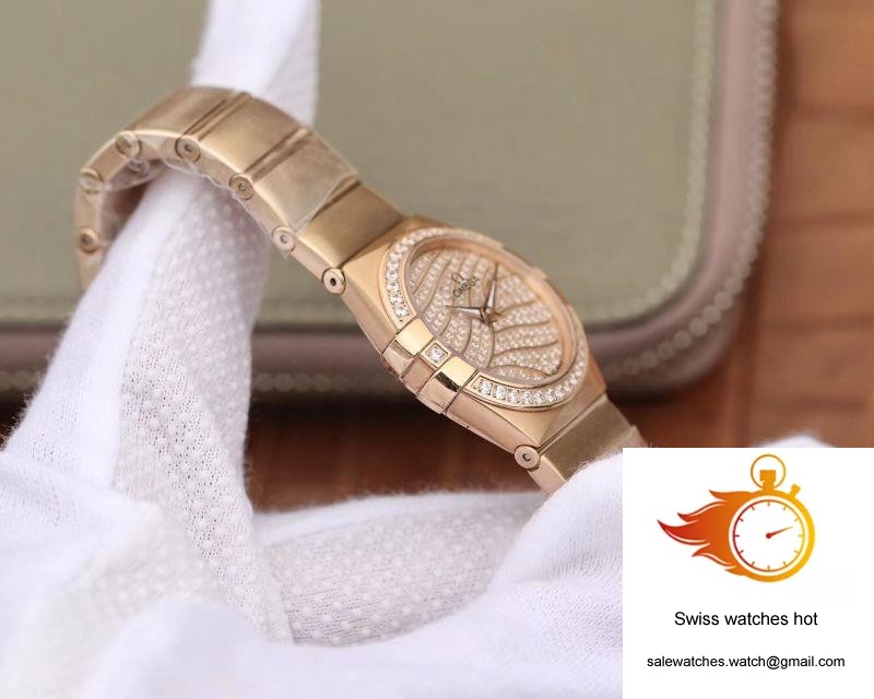 Omega Constellation Ladies 27mm TW Factory 18K Rose Gold Textured Diamond Dial 5 Omega Constellation Ladies 27mm TW Factory 18K Rose Gold Textured Diamond Dial 5