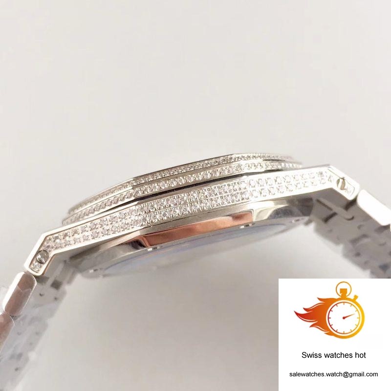 Audemars Piguet Royal Oak 15400.OR Full Diamond White Dial 6 Audemars Piguet Royal Oak 15400.OR Full Diamond White Dial 6